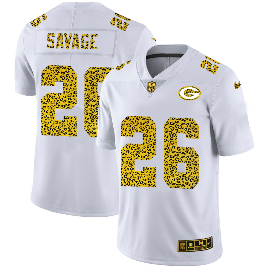 Green Bay Packers #26 Darnell Savage Jr. Men Nike Flocked Leopard Print Vapor Limited NFL Jersey White